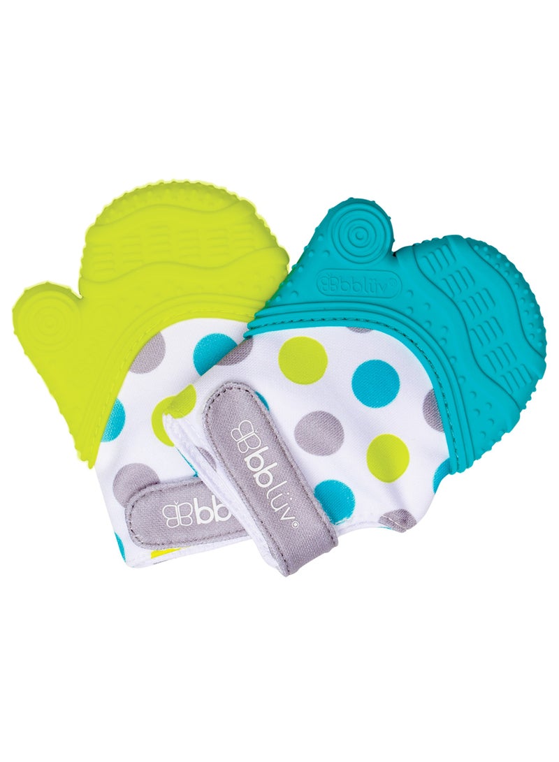bbluv bblüv Glüv Baby Teething Mitten – Soft Silicone, BPA-Free, Crinkle Sound, Adjustable Strap, Soothing & Safe for Infants 3M+, Washable & Travel Bag Included  - Image 5