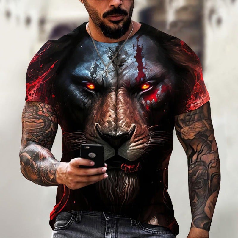 2024 Men'S Fashion T-Shirt 3D Digital Printing Forest Beast Tiger Series Loose Short Sleeve - Image 1