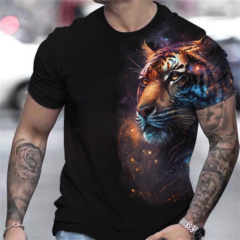 2024 Men'S Fashion T-Shirt 3D Digital Printing Forest Beast Tiger Series Loose Short Sleeve - Image 5
