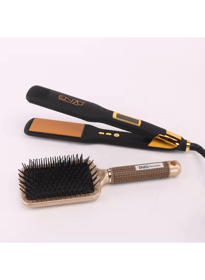 ENZO Professional مكواة شعر احترافية ENZO EN-9920A – مكواة مسطحة من السيراميك والتورمالين مع درجة حرارة قابلة للتعديل، تسخين سريع، وجهد مزدوج - نسخة دولية - Image 3