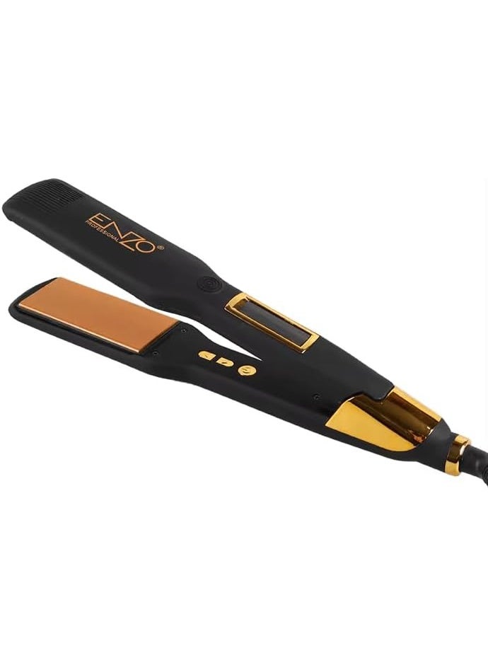 ENZO Professional مكواة شعر احترافية ENZO EN-9920A – مكواة مسطحة من السيراميك والتورمالين مع درجة حرارة قابلة للتعديل، تسخين سريع، وجهد مزدوج - نسخة دولية - Image 5