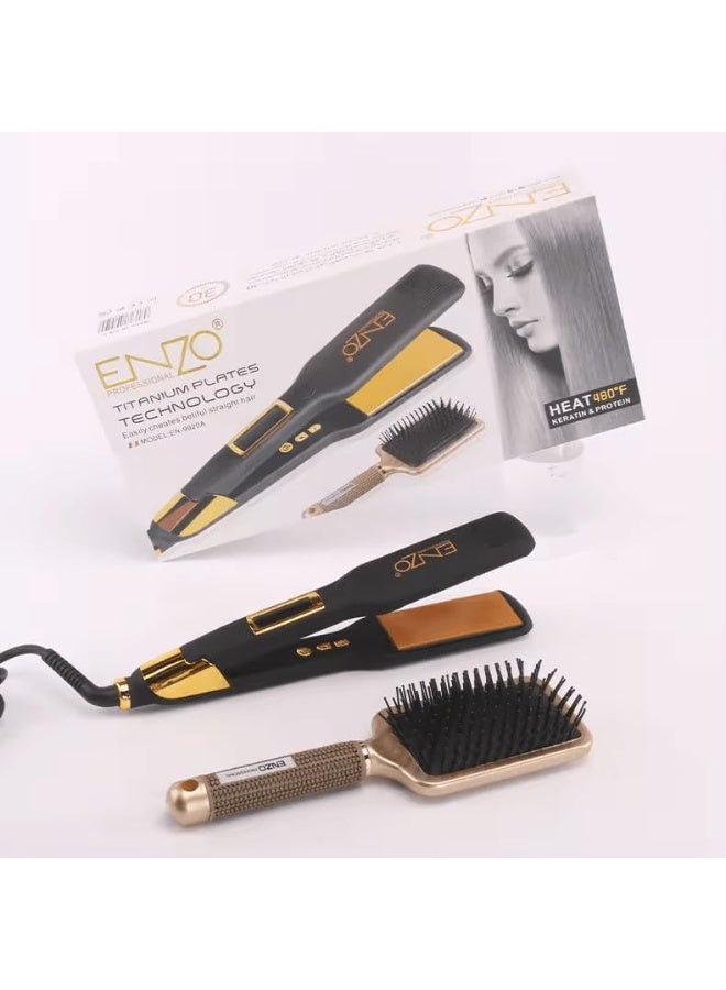 ENZO Professional مكواة شعر احترافية ENZO EN-9920A – مكواة مسطحة من السيراميك والتورمالين مع درجة حرارة قابلة للتعديل، تسخين سريع، وجهد مزدوج - نسخة دولية - Image 2