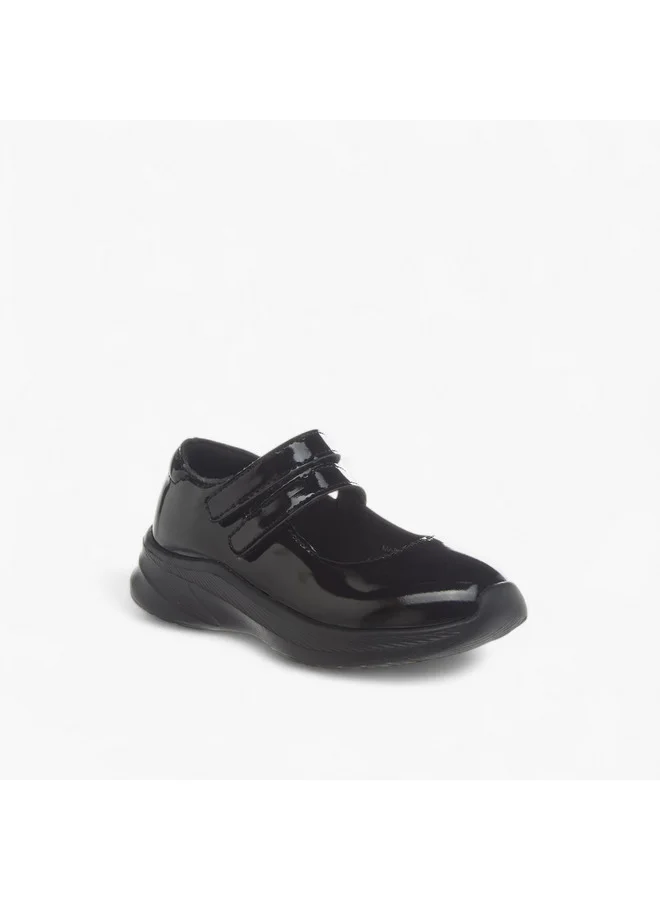 Flora Bella By Shoexpress Girls Solid Mary Jane School Shoes with Hook and Loop Closure
