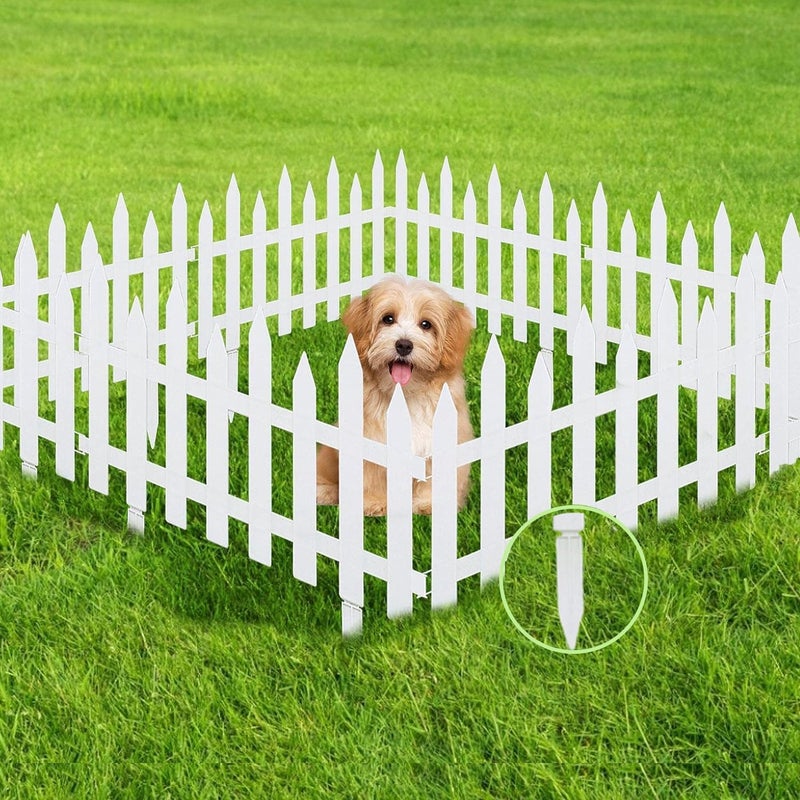 Nasmodo Garden Fence for Outdoor Plant Partition Fence for Balcony Picket Self Standing Fence for Outdoors Decorative Fence (White - 50 * 42 CM) (White, 2pcs) - Image 1