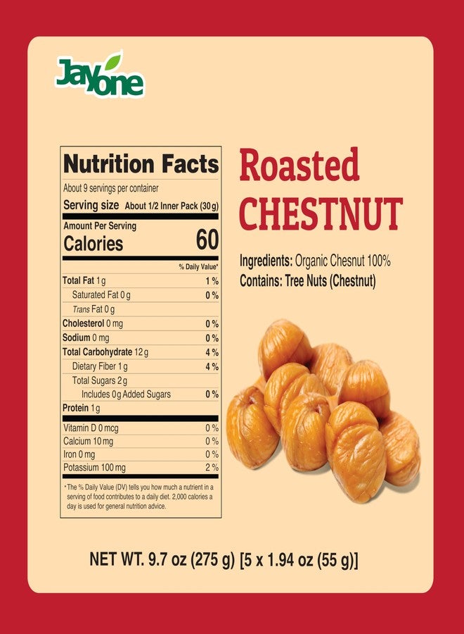 Jayone Organic Peeled and Roasted Chestnuts, Ready-to-Eat Snack for Cooking or Snacking, Soft and Moist Texture, No Added Sugar, 6 Pack (6 × 1.94 oz), Product of Korea - Image 2