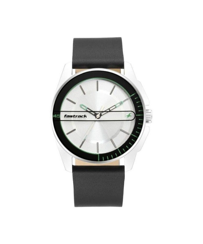 Fastrack By Titan Wear Your Look Quartz Analog Silver Dial Leather Strap Watch for Men 3089sl15 - Image 2