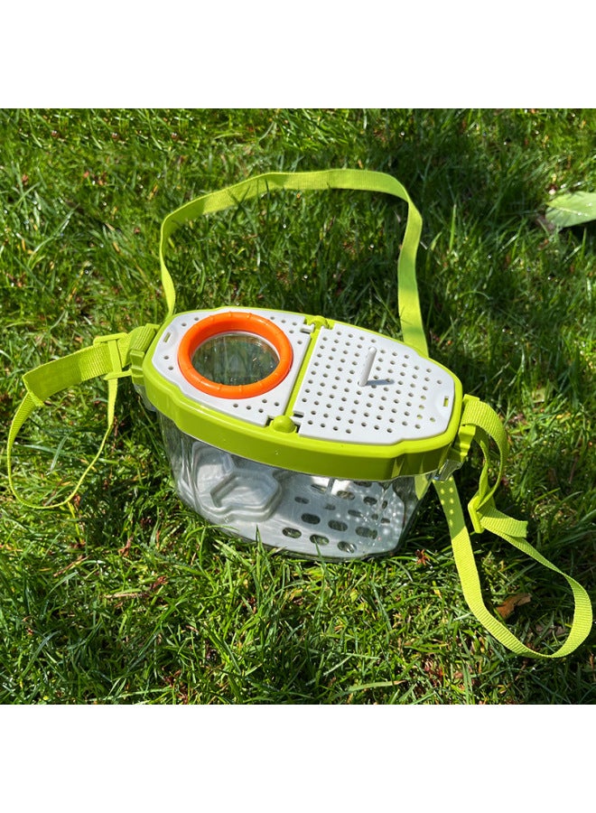 Children's Educational Outdoor Toy Large Magnifying Glass Insect Catcher Collector Caterpillar Observation Box Transparent-Color:Orange Green (observation Box Tweezers Tease Stick Magnifying Glass Insect Catching Clip Feeding Mat Color Box) - Image 3