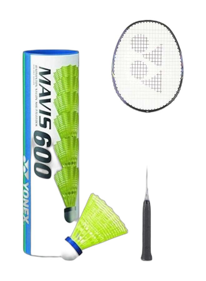 Yonex Astrox 01 Ability Black Purple 4U G4 + Mavis 600 Blue Cap Medium Badminton Shuttlecock 6 Pack, Yellow Pack - Image 1