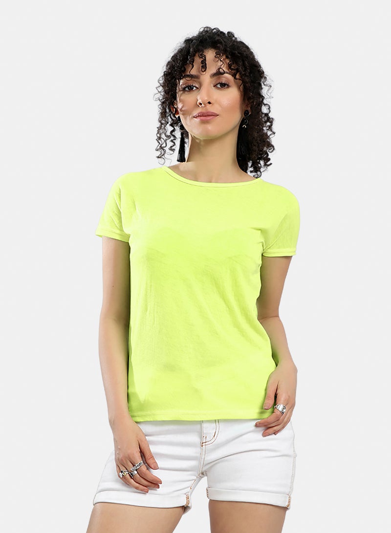 belle Short Sleeves Solid T-Shirt With Open Back - Image 1