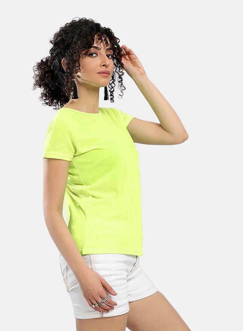 belle Short Sleeves Solid T-Shirt With Open Back - Image 2