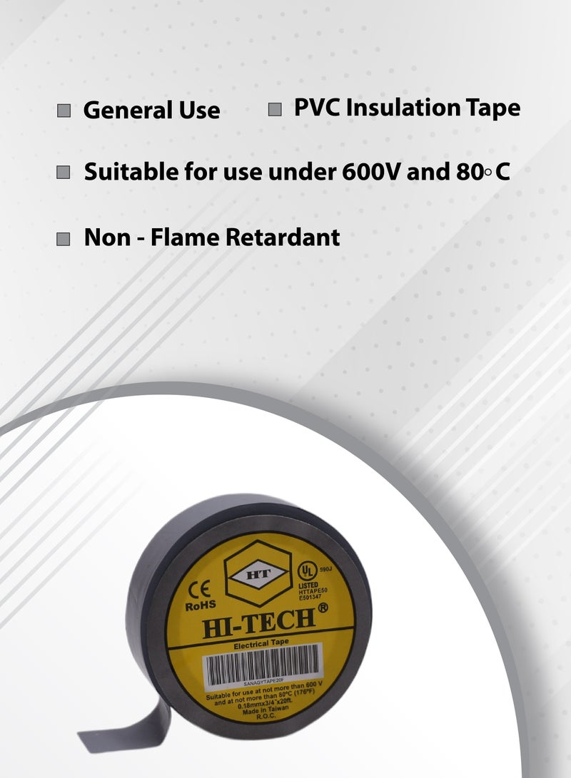 Hi-Tech Electrical Tape - Pack of 10 (Gray) - Image 2