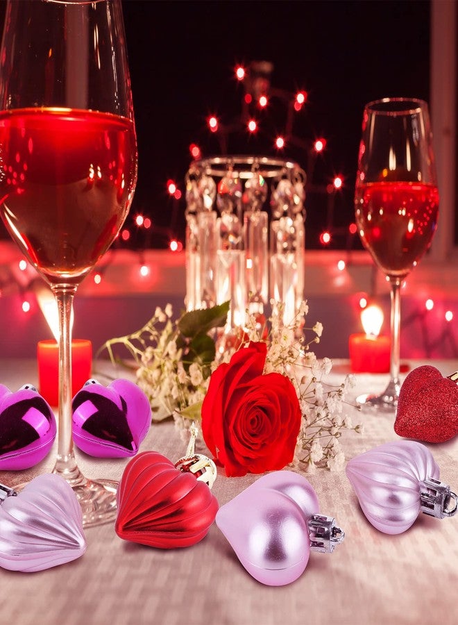 ELCOHO 48 Pieces Valentine's Day Heart Shaped Baubles Hanging Ornaments Valentines Day Decorations for Party Wedding Anniversary Decor, Red, Hot Pink, Pink - Image 5
