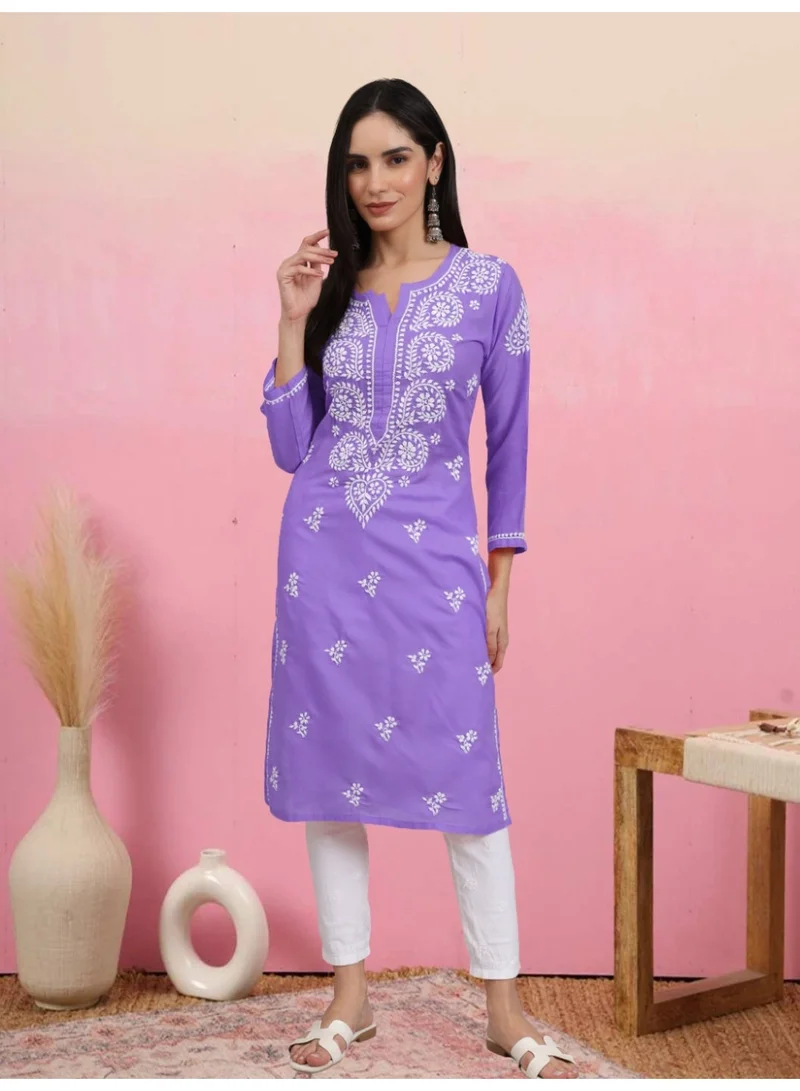 الايا كورتا شيكانكاري قطنية مطرزة يدويًا للسيدات -AL3997