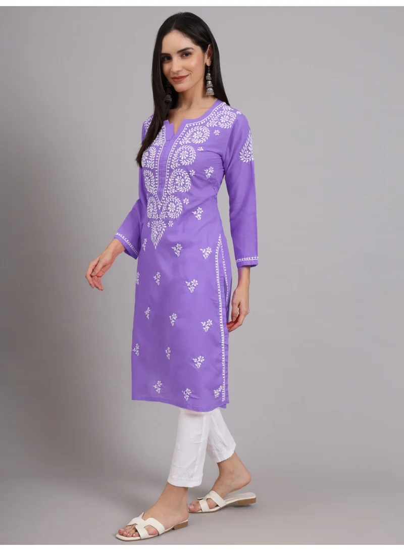 Alaya Darkmauve Women Chikankari Hand Embroidered Cotton Kurta -AL3997 for Women | Best Price UAE
