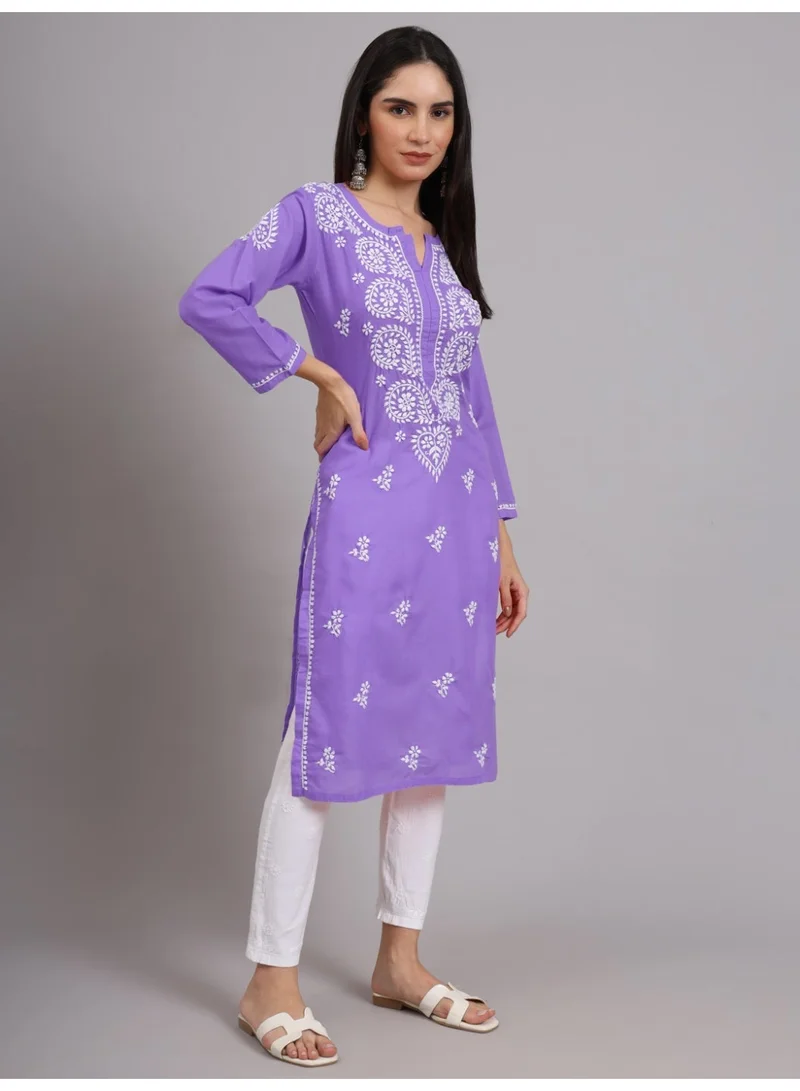 Alaya Darkmauve Women Chikankari Hand Embroidered Cotton Kurta -AL3997 for Women | Best Price UAE