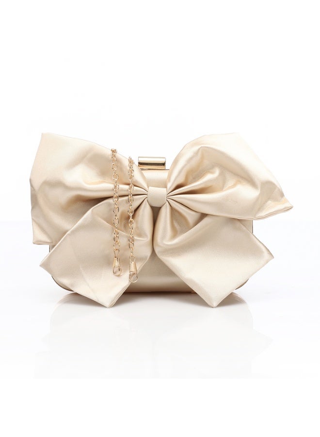 Mr.joe Satin Bow Evening Clutch - Gold - Image 1