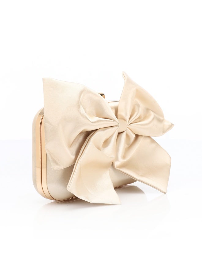 Mr.joe Satin Bow Evening Clutch - Gold - Image 2