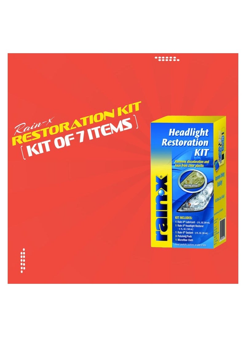 Rain-X Car Headlight Restorer Restoration Kit Headlight Restoring Kit Removes Discoloration And Haze From  Plastic
