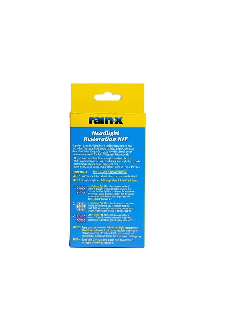 Rain-X Car Headlight Restorer Restoration Kit Headlight Restoring Kit Removes Discoloration And Haze From  Plastic