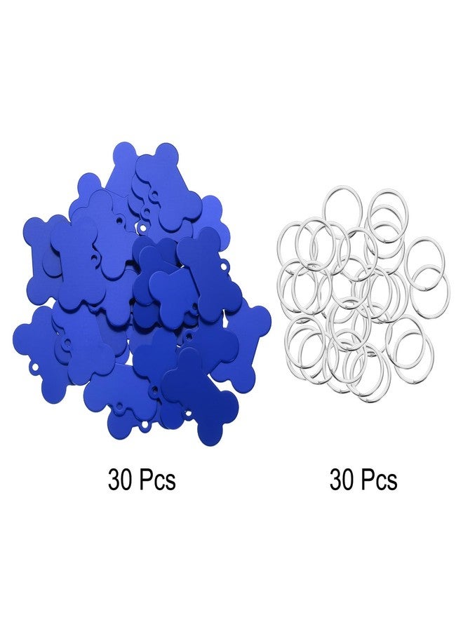 MECCANIXITY Bone Shaped Dog Tag Pet ID Tags, 38mmx25mm/1.5" x1 Metal Blue Blank Dog Tags Cat Tags with Ring for Dog Cat, Pendant Crafts, Pack of 30 - Image 3