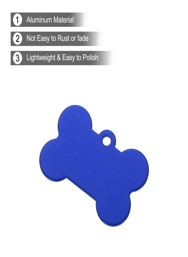 MECCANIXITY Bone Shaped Dog Tag Pet ID Tags, 38mmx25mm/1.5" x1 Metal Blue Blank Dog Tags Cat Tags with Ring for Dog Cat, Pendant Crafts, Pack of 30 - Image 4