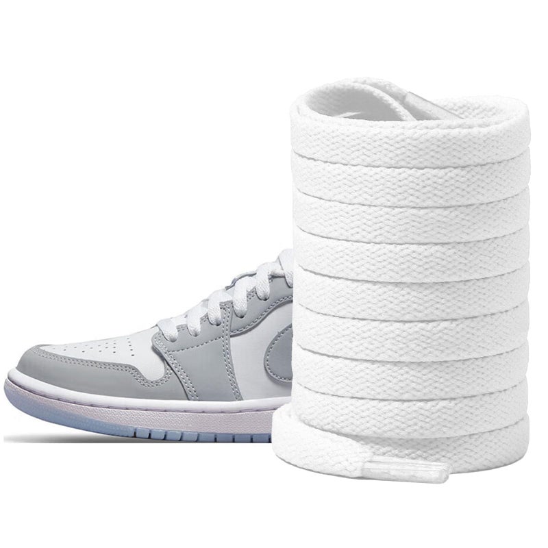 UamGlsob رباط أحذية قطنية UamGlsob للأحذية الرياضية، بدائل لرباط الأحذية الرياضية Air Jordan 1/2/3/4/5/6/7/8 لكرة السلة والتنس والجري (أبيض، 54"/140 سم) - Image 1
