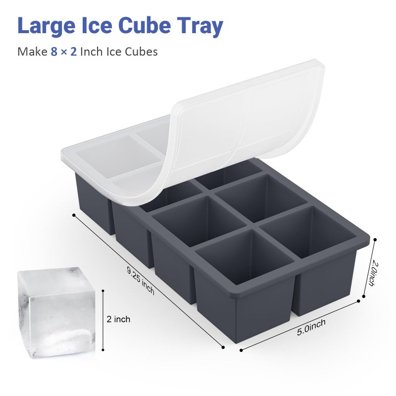 GGOW Large Ice Cube Trays for Whiskey: GGOW Big Silicone Ice Cube Trays 2Inch - Huge Square Ice Cubed Tray for Whisky and Cocktail - Image 4