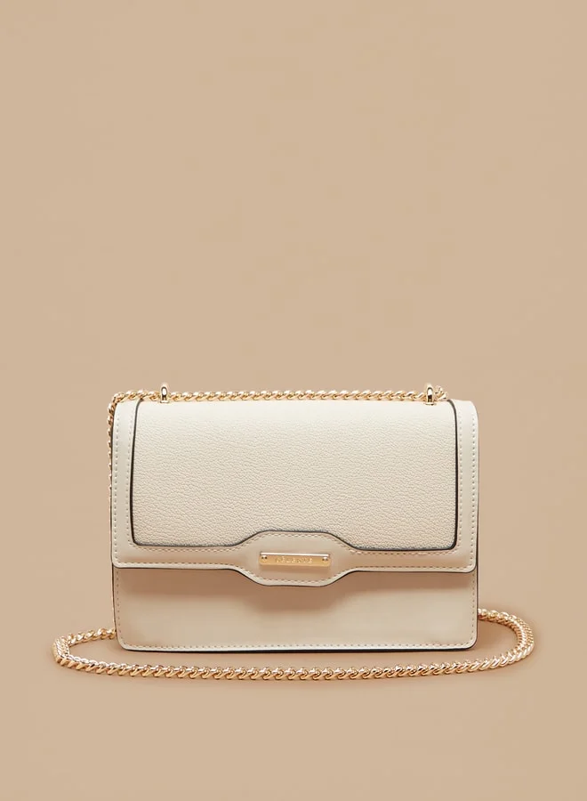 Celeste Women's Textured Crossbody Bag with Chain Strap and Button Closure