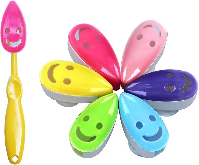 Synchain Toothbrush Holder Cover, 6pcs Toothbrush Head Cover Case Cap Suction Cup Portable Toothbrush Protector 6 Colors for Family, Kids, Travel - Image 1