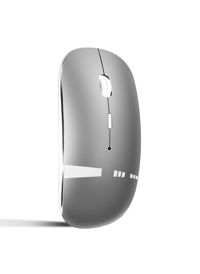 Generic - Wireless Mouse for Laptop Bluetooth Mouse for MacBook Pro/Air/Mac/iPad/Chromebook/Computer Dual Mode Silent Cordless Mouse with USB C Adapter (GrayWhite) - Image 1