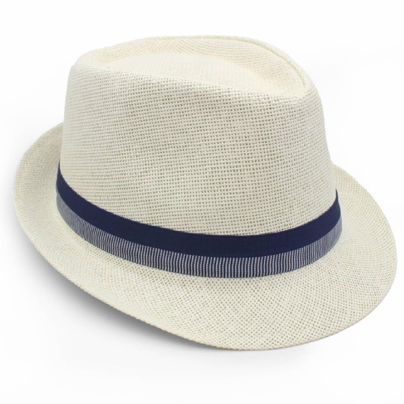 LIDHAY Short Brim Panama Hat Straw Fedora Hats for Men Women Summer Derby Trilby Hats Beach Sun Hat ZQSSD White - Image 4