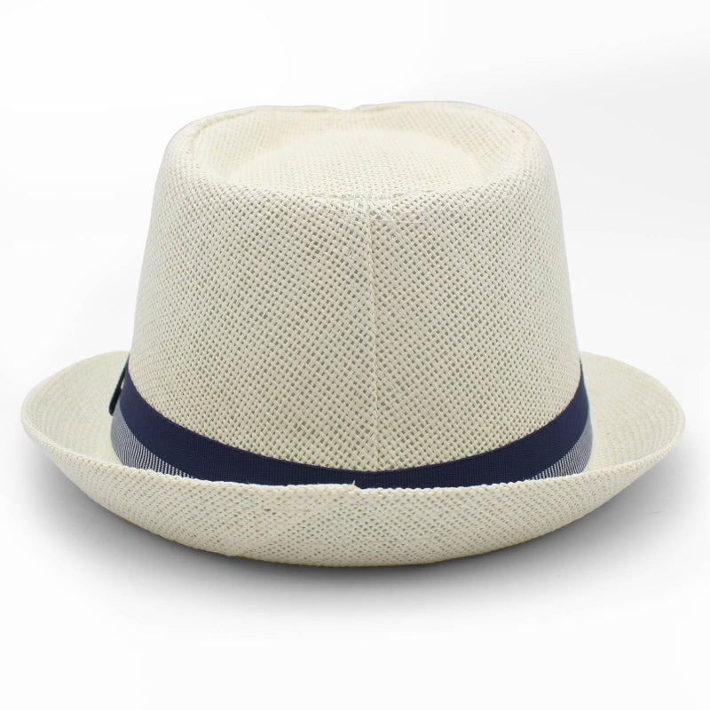 LIDHAY Short Brim Panama Hat Straw Fedora Hats for Men Women Summer Derby Trilby Hats Beach Sun Hat ZQSSD White - Image 5