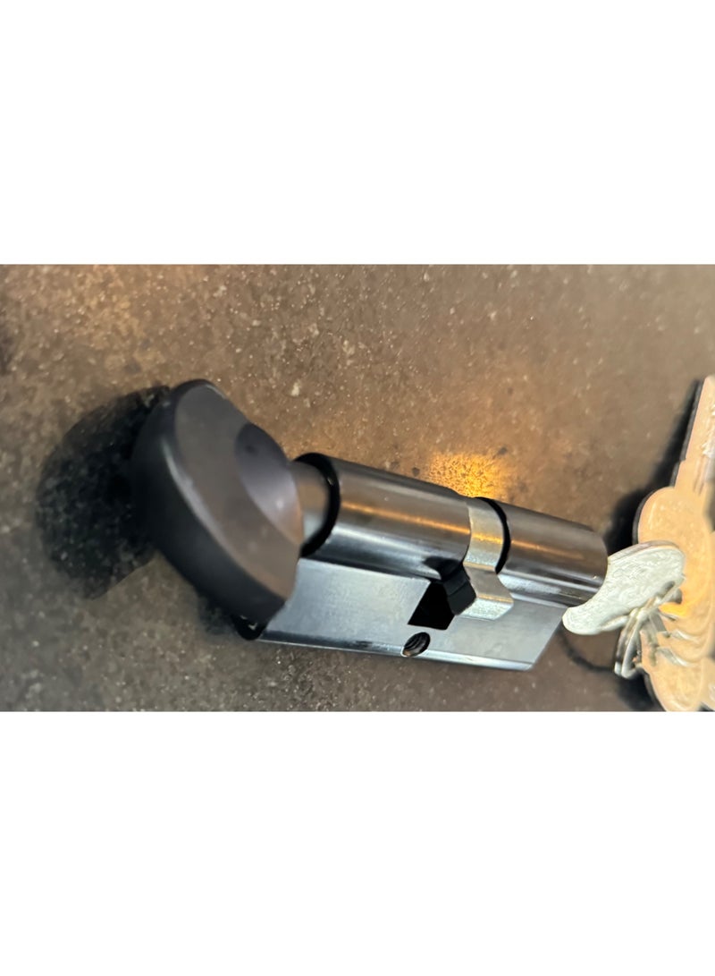 Door Cylinder Lock - Black Color, Computer Key Outside & Thumb Turn Inside, 7 cm Size - Image 3