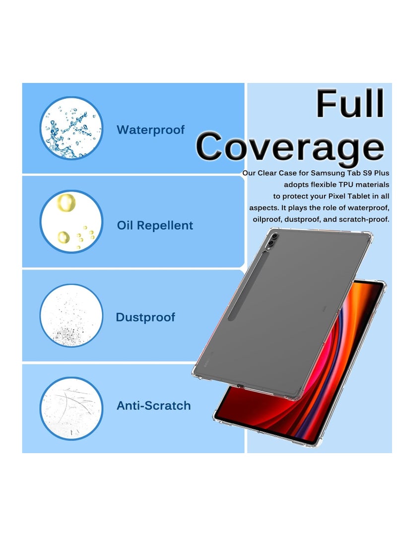 Case for Samsung Galaxy Tab S10 Plus 2024/ Galaxy Tab S9 Plus 2023 Tablet Case, Soft TPU Shookproof Slim Lightweight Anti-Scratch Protective Cover Case for Samsung Galaxy Tab S10 Plus-Clear  - Image 2