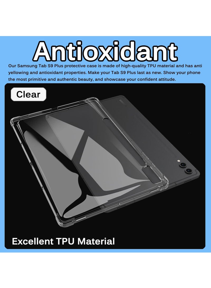 Case for Samsung Galaxy Tab S10 Plus 2024/ Galaxy Tab S9 Plus 2023 Tablet Case, Soft TPU Shookproof Slim Lightweight Anti-Scratch Protective Cover Case for Samsung Galaxy Tab S10 Plus-Clear  - Image 4