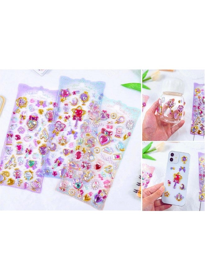 فنبلاست مجموعة ملصقات فن بلاست كاواي - مجموعة من 4 ملصقات أحجار كريستالية لامعة للأطفال، ملصقات ثلاثية الأبعاد للبنات، ملصقات جمالية، ملصقات لطيفة، ملصقات كريستال للأطفال - تصميم عشوائي - Image 1