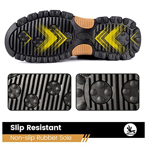 DINGGU Steel Toe Shoes for Men, Safety Mens Work Shoes Comfortable Indestructible Work Shoes for Men Steel Toe Construction Leather Brown 10 - Image 5