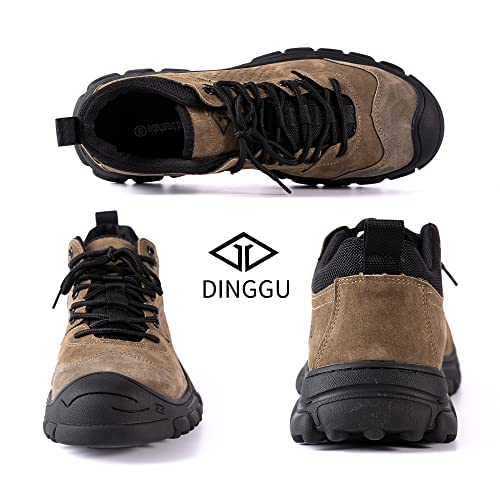 DINGGU Steel Toe Shoes for Men, Safety Mens Work Shoes Comfortable Indestructible Work Shoes for Men Steel Toe Construction Leather Brown 10 - Image 2