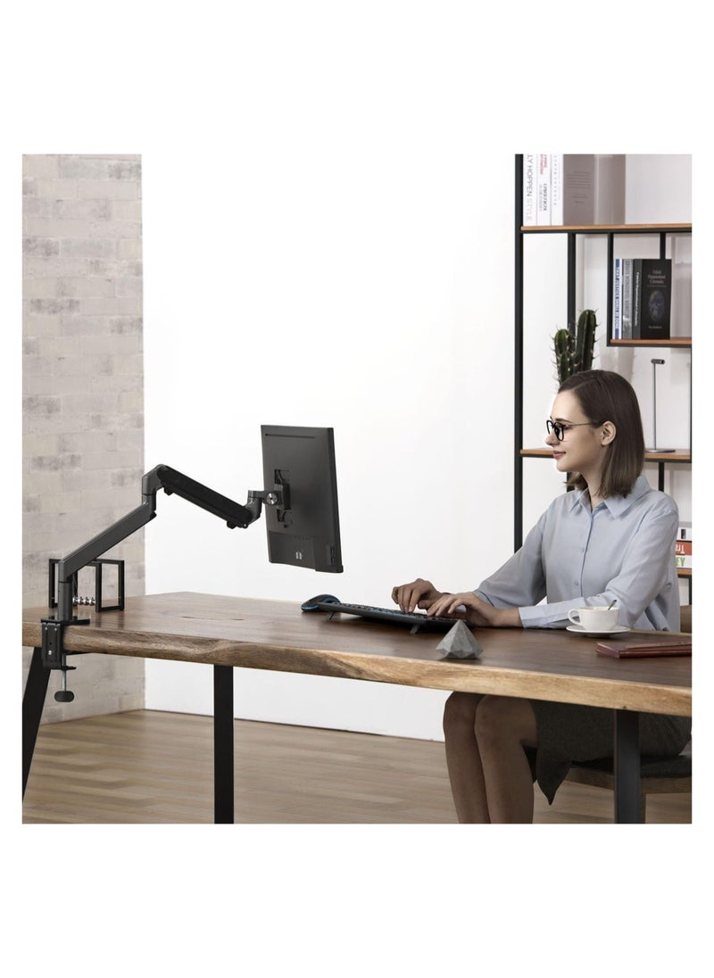 ELTRAZONE - Single Gas Spring LCD Arm Desk VESA Bracket & Monitor Arm Stand for 10"-30" Screens: Tilt up 90° /down 85°, Swivel left/right 180°, 360° Rotation - Image 1