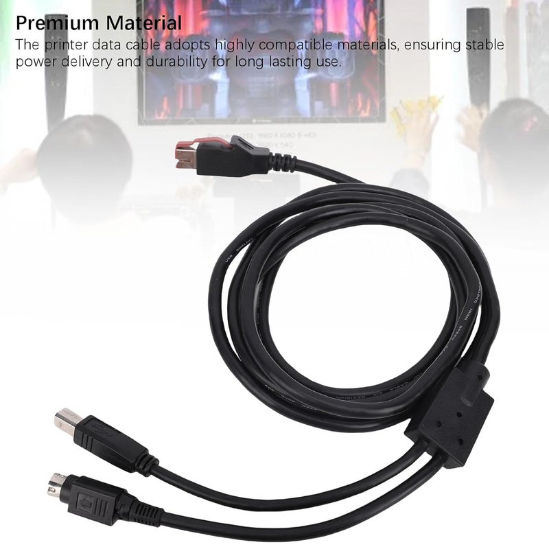 Dpofirs Printer Data Cable 1.8m, 24V Power USB A to USB 2.0 B Male & 3-Pin DIN Male Cord, 2-in-1 Design for Barcode Scanners and Label Printers - Image 3