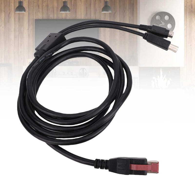Dpofirs Printer Data Cable 1.8m, 24V Power USB A to USB 2.0 B Male & 3-Pin DIN Male Cord, 2-in-1 Design for Barcode Scanners and Label Printers - Image 2