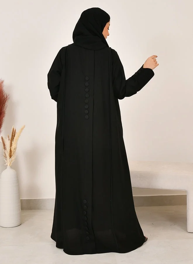 عبايات حوراء عباية بليزر ربع كلوش مزين بأزرار على الاكمام