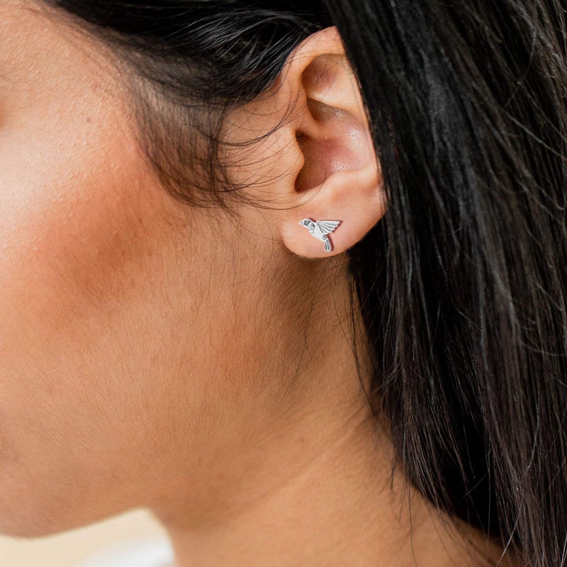 Boma Jewelry Sterling Silver Origami Bird Stud Earrings - Image 2