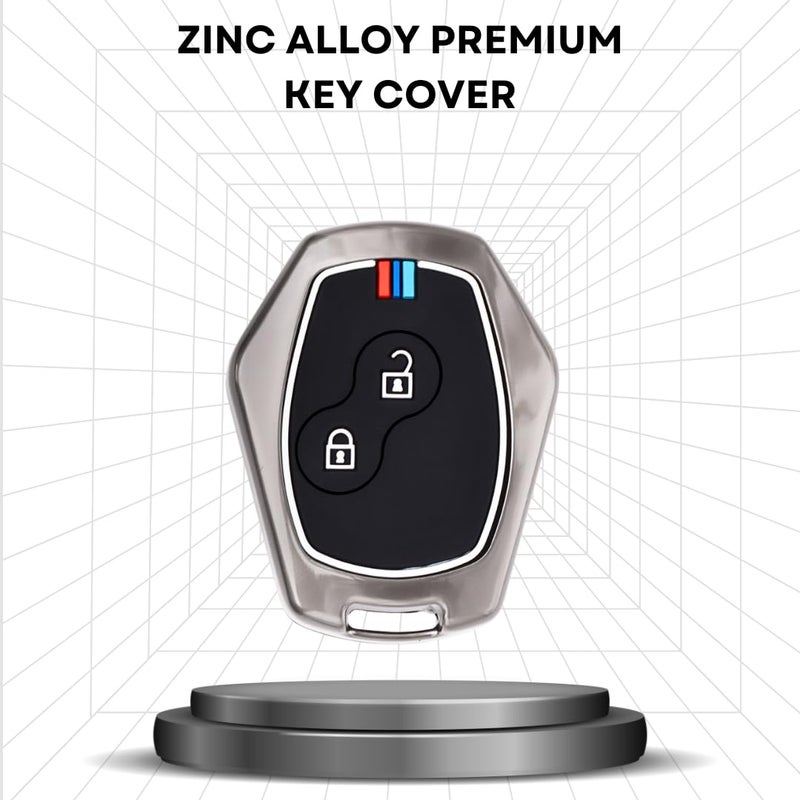 Keycept ™ Metal Alloy Key Cover Compatible with Renault Logan | Duster | Verito | Lodgy | 2 Button Key with Keychain (Short Keychain). - Image 2