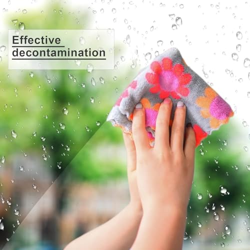 OAN Kitchen Cloth Microfiber Cleaning Towels, Double-Sided Dish Drying Reusable for House Furniture Table Window Glasses (Floral, 30x30 cm, Pack of 10) - Image 5