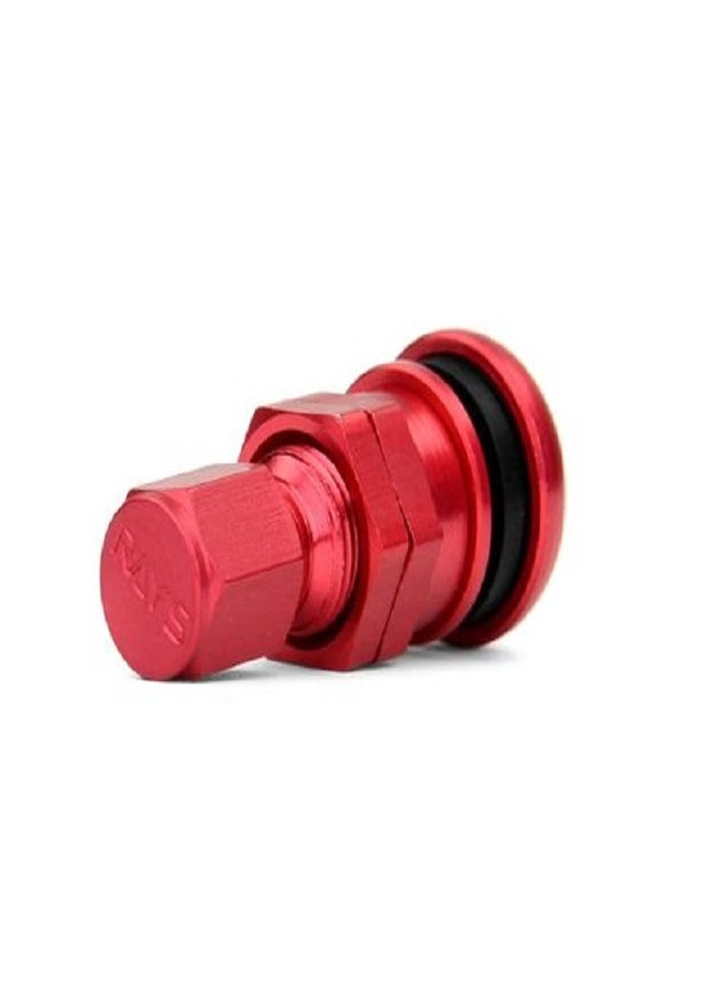 RAYS - 4 Aluminum Valve Stem Caps Wheels Rims Red - Image 1
