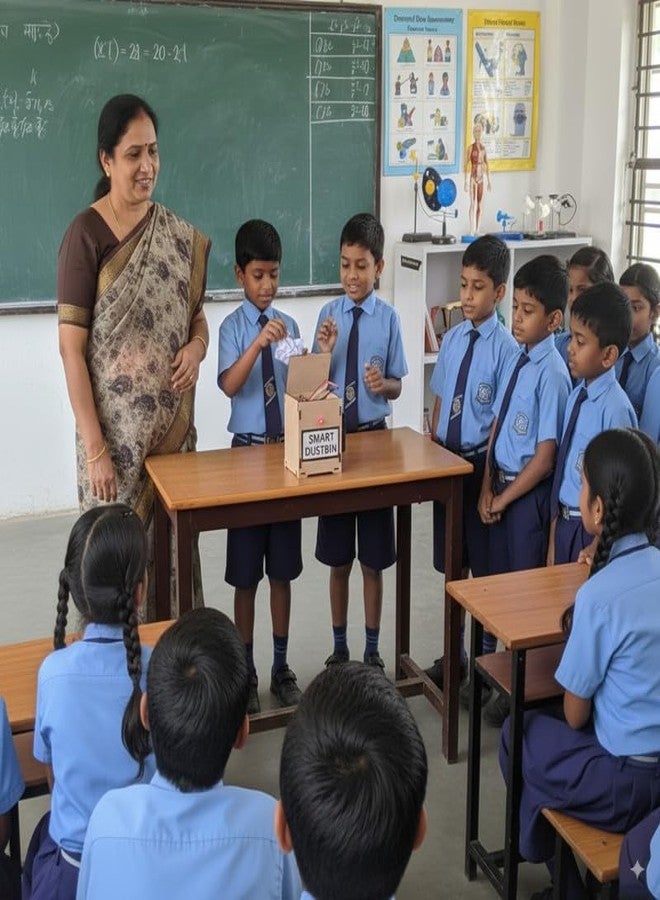 ESPtronics Smart Dustbin Project Working Model Kit Using IR Sensor for Science Exhibitions and School Projects - Image 4
