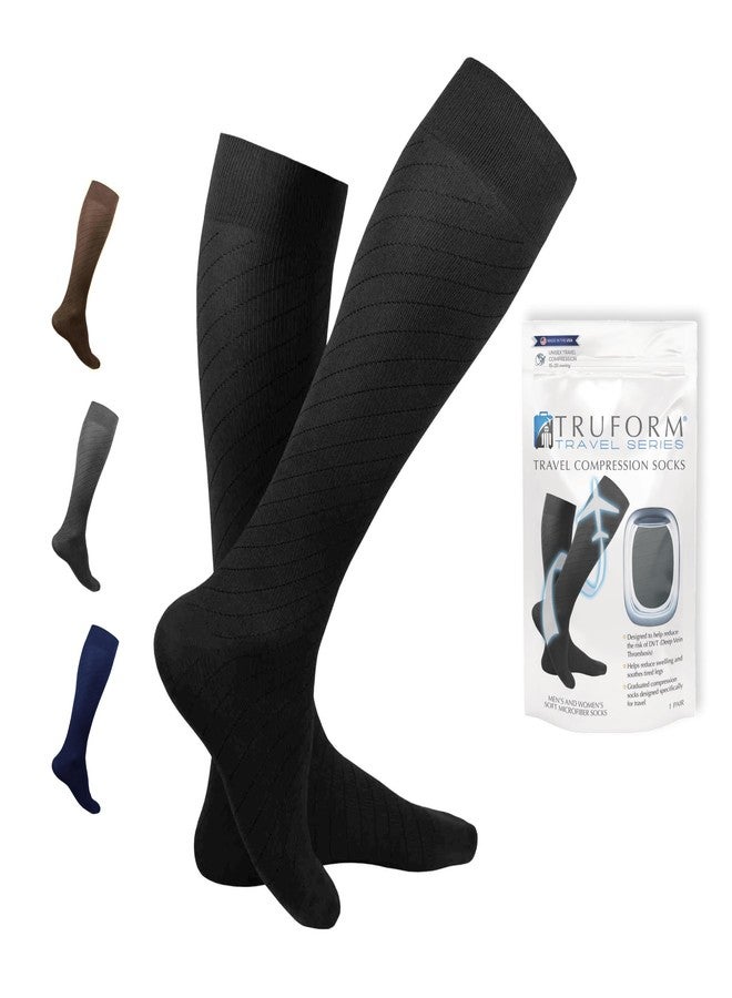 Truform Travel Compression Socks for Men and Women, 15-20 Knee High Over Calf Length, Black, Medium - Image 1