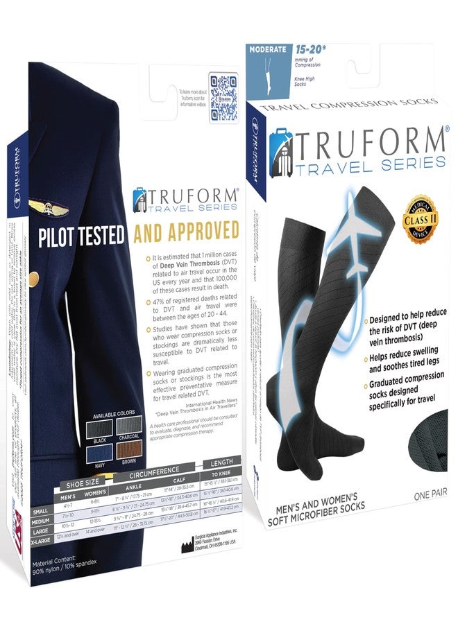 Truform Travel Compression Socks for Men and Women, 15-20 Knee High Over Calf Length, Black, Medium - Image 3