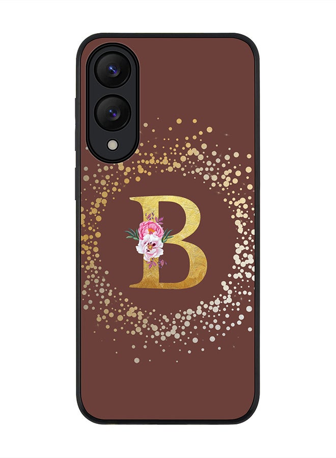 Stylizedd For Samsung Galaxy S25 Edge Case,Slim fit Camera Protection, Shockproof Thin Phone cover  - Custom Monogram Floral - B  (Brown )